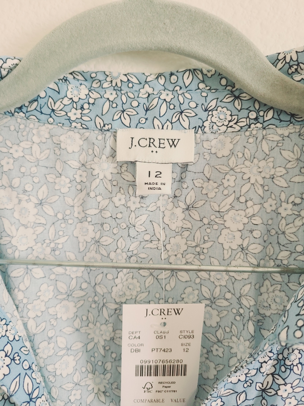 J. Crew Factory Light Blue Floral Midi Shirt Dress - Picture 5 of 9